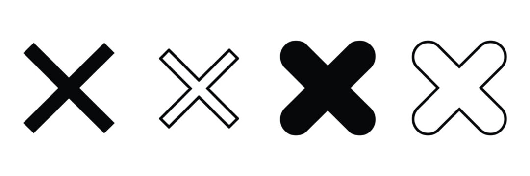 Close Icon Set Vector Illustration Representing Delete Cross Sign Cancel Close and User Interface Symbols