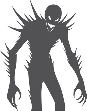 Creepy Spiky Shadow Demon Monster Vector Silhouette
