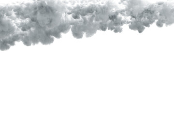 Fototapeta premium abstract studio shot showing a dense, textured grey smoke cloud forming a border along the top