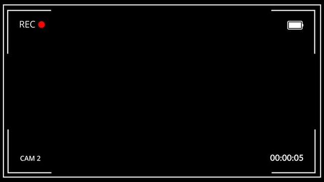 Video camera recorder screen overlay on a transparent background, Recording camera screen interface with alpha channel , Camera recording screen overlay. 