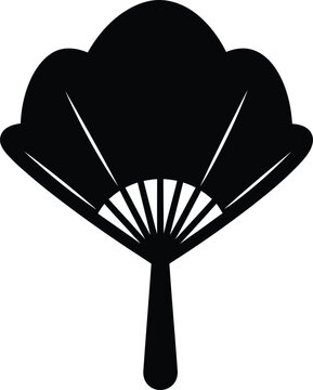 Silhouette vector of a traditional handheld Japanese style folding fan design