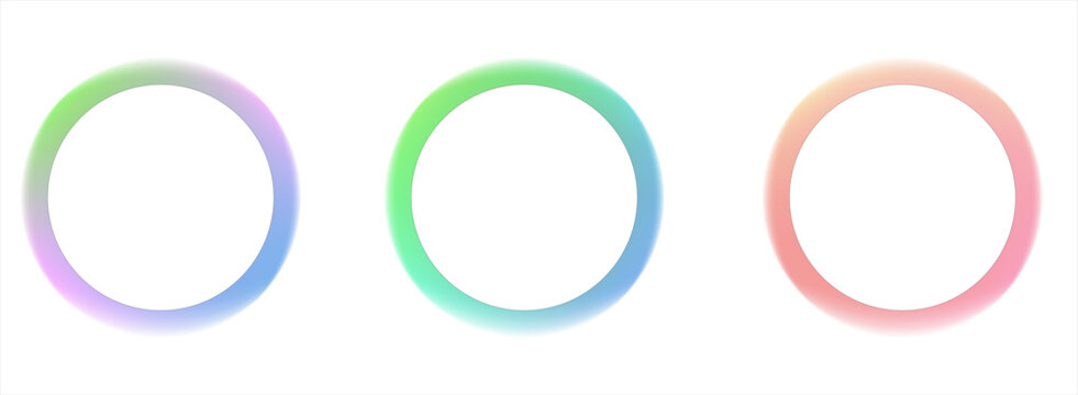 Gradient circles background, color gradation with halftone effect. Vibrant design colorful swirls. Gradient blur circle pattern with grain dots design. Rainbow rgb color spectrum. Vector illustration