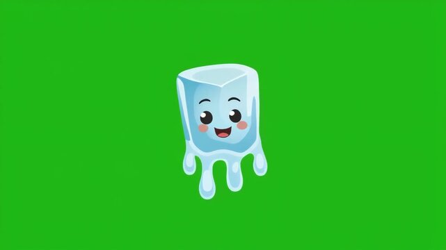 Cute ice cubes dancing on green screen during a party celebration