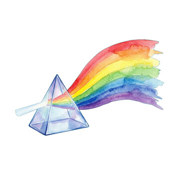 Watercolor Prism Light Refraction and Rainbow Spectrum