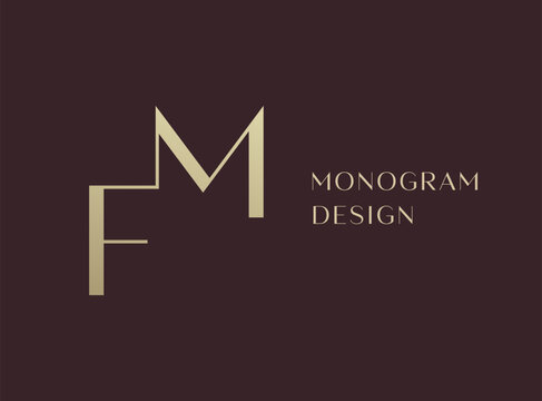 MF or FM letter logo icon design. Classic style luxury initials monogram.