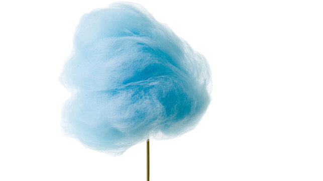 Blue fluffy cotton candy on stick