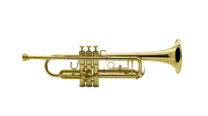 Fototapeta premium Shiny brass trumpet with valves and bell