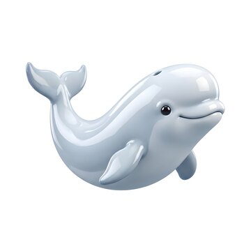 White dolphin toy figurine isolated on white background