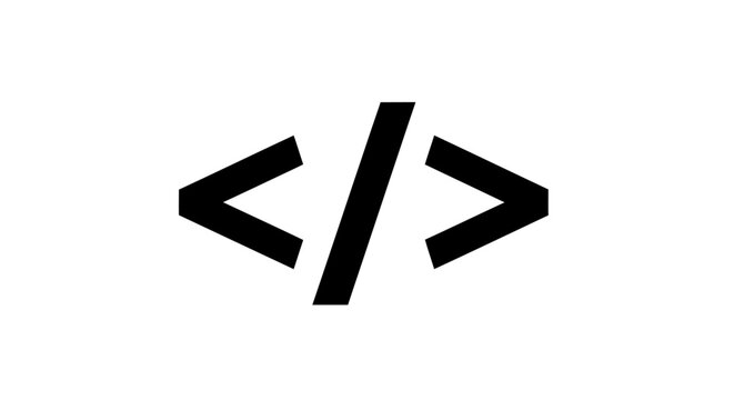 Coding symbol on white backdrop, representing web development and programming concepts