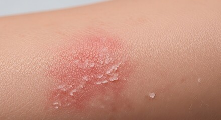 Fototapeta premium Close-up of a skin rash with small blisters on a persons arm.