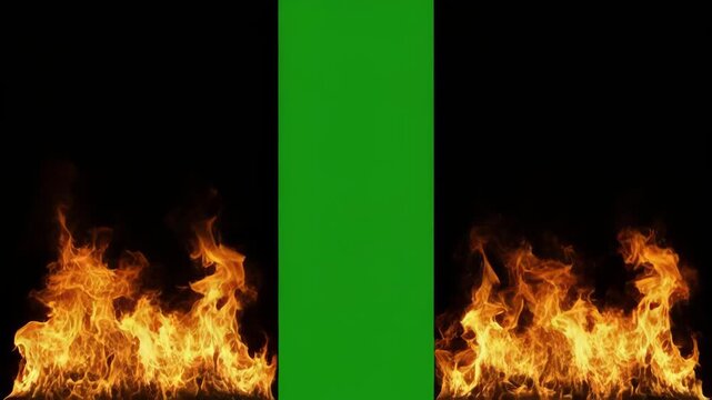 Green Bars Ascending Amidst Realistic Flames During Dynamic Motion