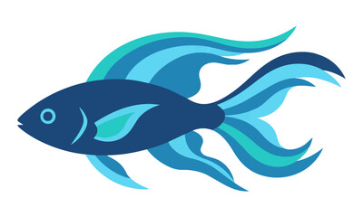 Naklejka premium Stylized silhouette of a marine fish with flowing fins and streamlined body isolated on a white background minimal animal design