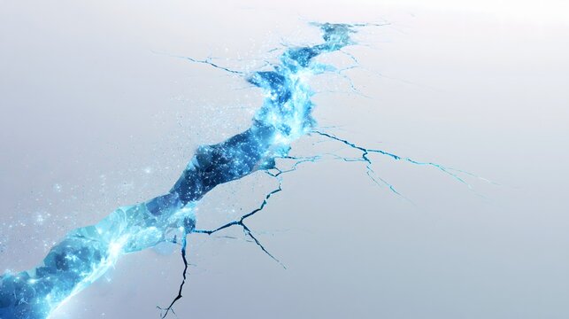 Futuristic background Glowing energy fissure with lightning light particles