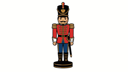 Classic toy soldier figure in red uniform with sword and plume standing upright on round base © Abrar Hussain Studio