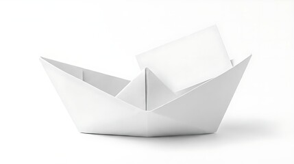 Naklejka premium Blank White Paper Boat with Message Card Mockup for Concept Design