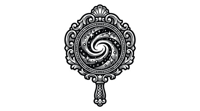 Ornate baroque filigree medallion ornament vector logo emblem swirl.