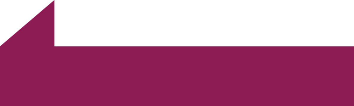 Purple ribbon banner vector template. Maroon geometric header shape designed for web dividers and labels. Simple flat graphic element isolated on a white background.