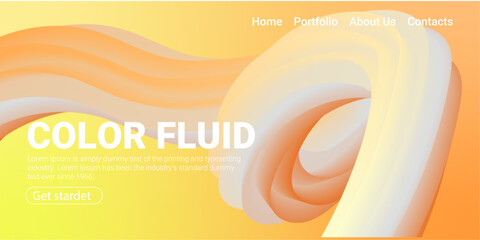 Fototapeta premium Color Fluid Abstract Background Vector Orange Yellow Wave Liquid Shape Landing Page Design Template Banner for Website Homepage Business Technology Modern Gradient Wavy Layout with Navigation Menu and