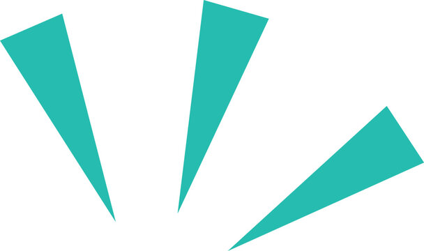 Comic emphasis lines vector illustration. Turquoise manga speed rays representing surprise, impact, or excitement. Simple pop art graphic element isolated on a white background.
