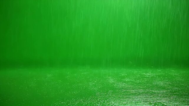 Green screen rain effect with subtle water ripples for motion graphics and compositing