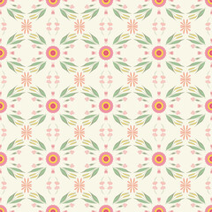 Fototapeta premium Pink gradient floral abstract with ivory background seamless pattern for cute baby fabric, nursery wallpaper, wrapping paper and digital art.