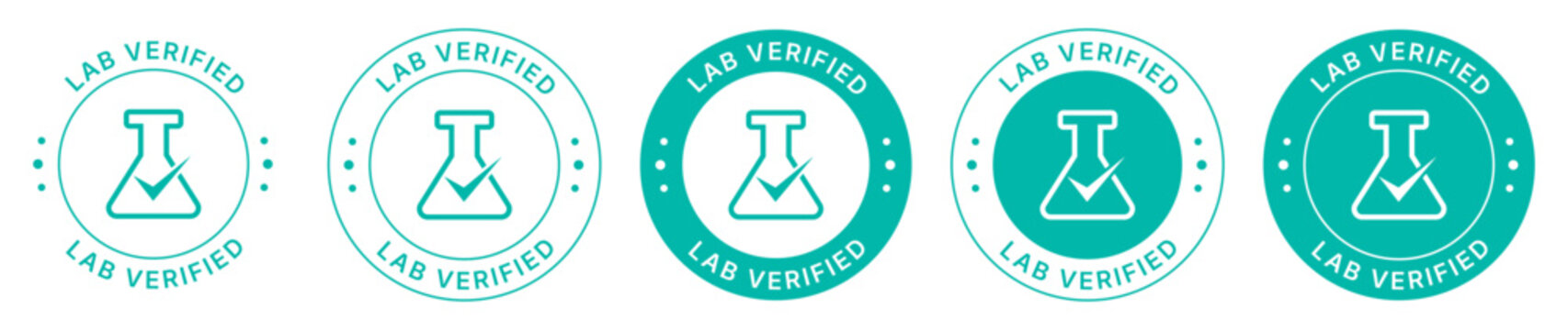 Lab Verified Badge Collection with Scientific Test Certification Labels for Quality Assurance and Product Packaging