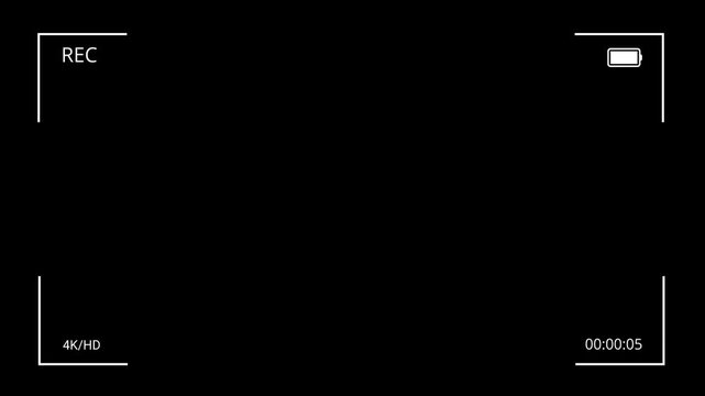 Video camera recorder screen overlay on a transparent background, Recording camera screen interface with alpha channel , Camera recording screen overlay. 