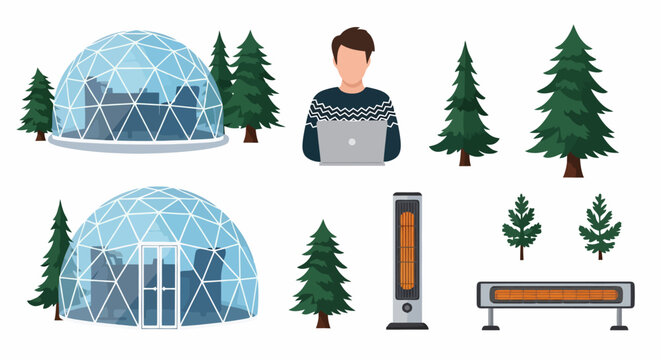 Cozy Geodesic Domes and Modern Heaters for Winter Comfort.