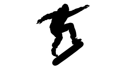 Black silhouette skateboarder, jumping skateboarder icon, extreme sports vector, action hero Vector © MST