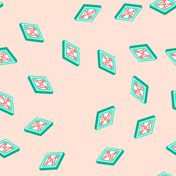 chip entangled qubits quantum computer isometric seamless pattern. chip entangled qubits quantum computer sign illustration