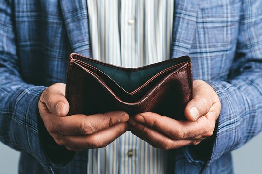 Bankruptcy - Business Person holding an empty wallet