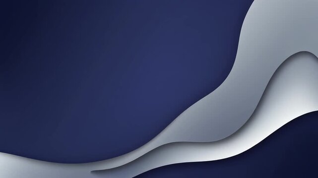 Slow motion loop modern abstract background for corporate business and professional use in a deep navy and soft silver colors with flowing curved lines.