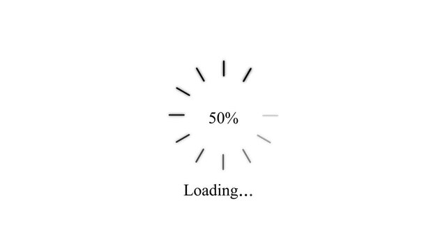 Circular loading progress bar with thin black lines and thirty percent text on a clean white background for digital interface and software development