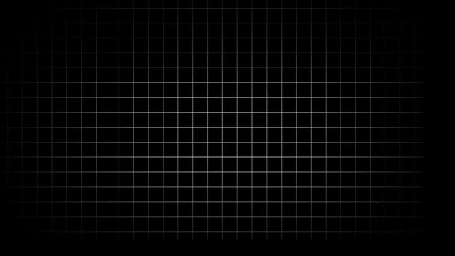 A white grid pattern with a soft radial glow effect on a solid black background creating a dark and technical interface or data display texture
