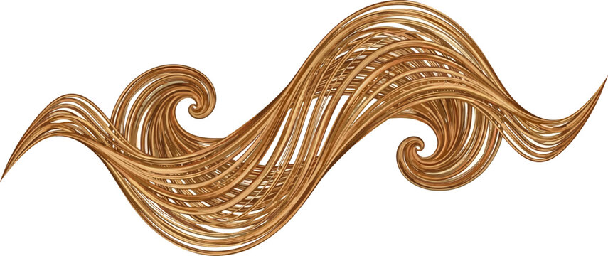 A decorative wave design swirls in a brown color.