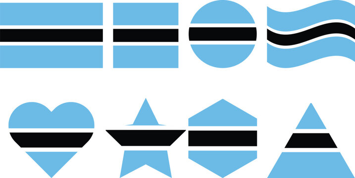 botswana map flag.  national symbol. circle and heart shaped botswana. country official state symbol  