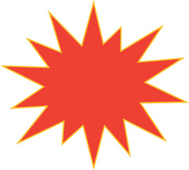 Fototapeta premium Red starburst sticker with yellow outline