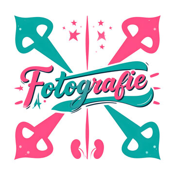 Fotografie Schriftzug gezeichnet mit bunten Retro Elementen erzeugt eine verspielte optimistische fr&ouml;hliche nostalgische Stimmung generative AI