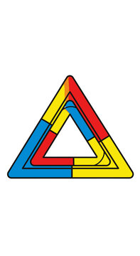 Impossible Triangle optical illusion, Penrose triangle, abstract geometric shape, optical art, impossible object