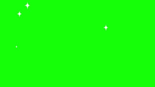 Animated sparkling stars on green background