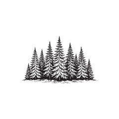 Fototapeta premium Group of pine trees silhouette forming a forest landscape vector graphic