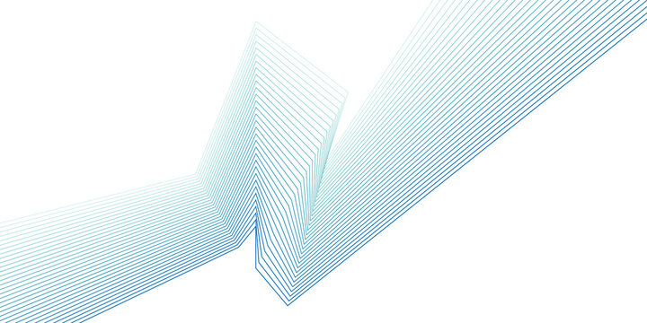 Blue line pattern featuring thin parallel strokes creating sharp zigzag geometric ribbon shapes arranged diagonally transparent.