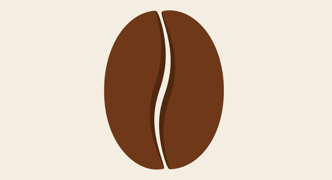 Minimalistic illustration of a coffee bean on a cream background, isolated