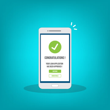 Mobile Banking Loan Approval Notification on Smartphone Screen