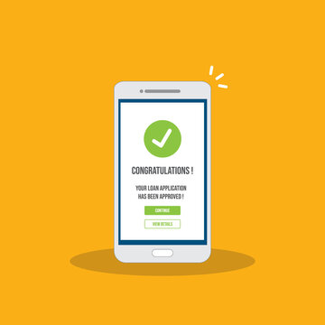Mobile Banking Loan Approval Notification on Smartphone Screen