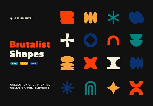 Brutalist Shapes Pack For Graphic Design And Layout