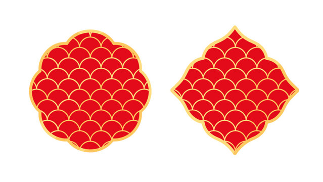 Red scallop pattern decorative vector background elements