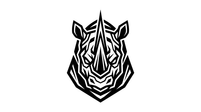 Black and white rhino head.