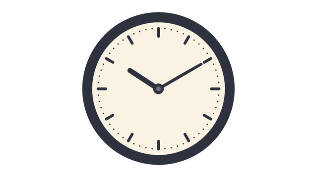 Round wall clock with simple analog face vector illustration