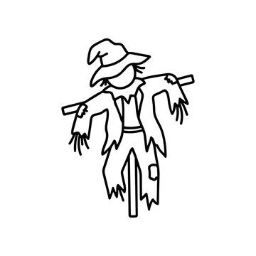 Scarecrow straw man farm figure.